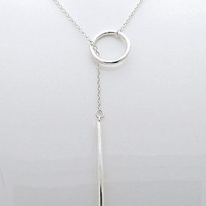 Luna Link Silver Lariat Necklace